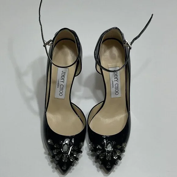 Jimmy Choo Black Crystal Heels - Picture 1 of 5